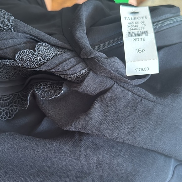 Talbots sheer black crepe lined pleated skirt lace & pintuck bodice midi. NWT. - Picture 8 of 9